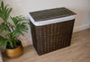 H&K 3 section Wicker Laundry Basket - Large in dark forest green