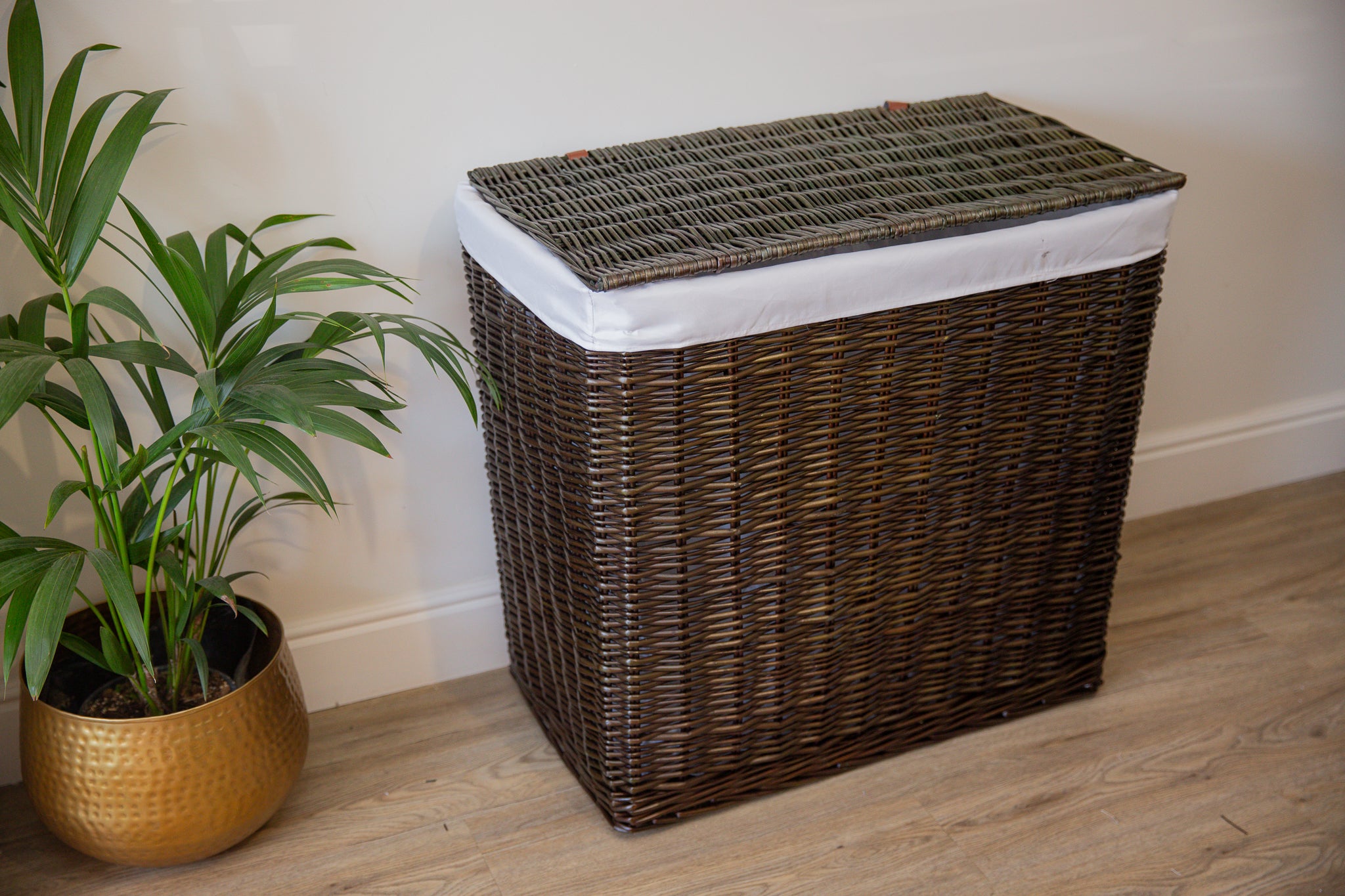 H&K Signature Wicker Laundry Basket - Extra Large in dark forest green