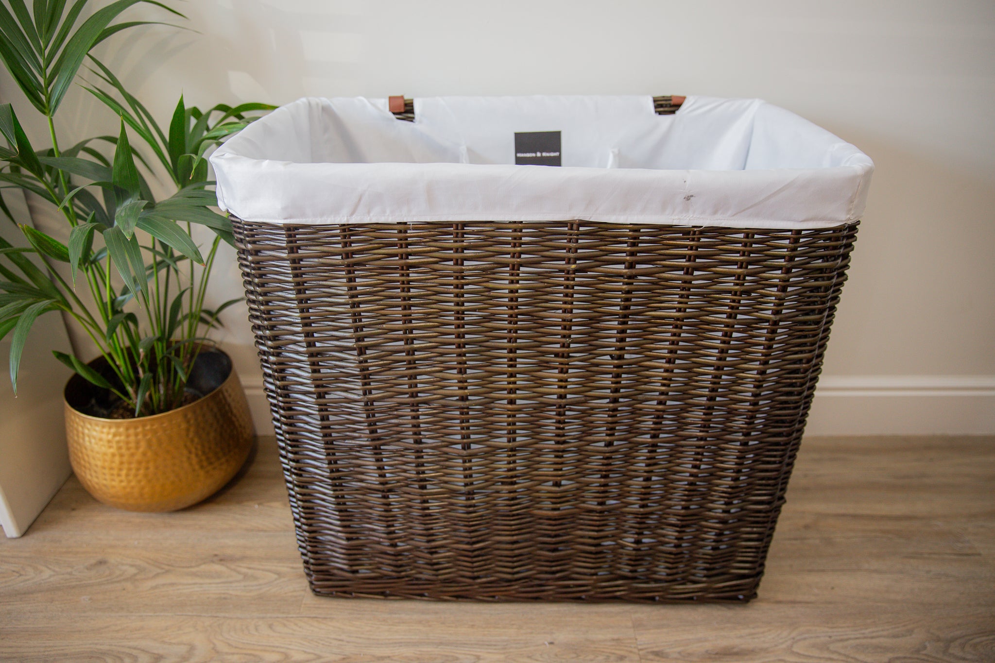 H&K Signature Wicker Laundry Basket - Extra Large in dark forest green