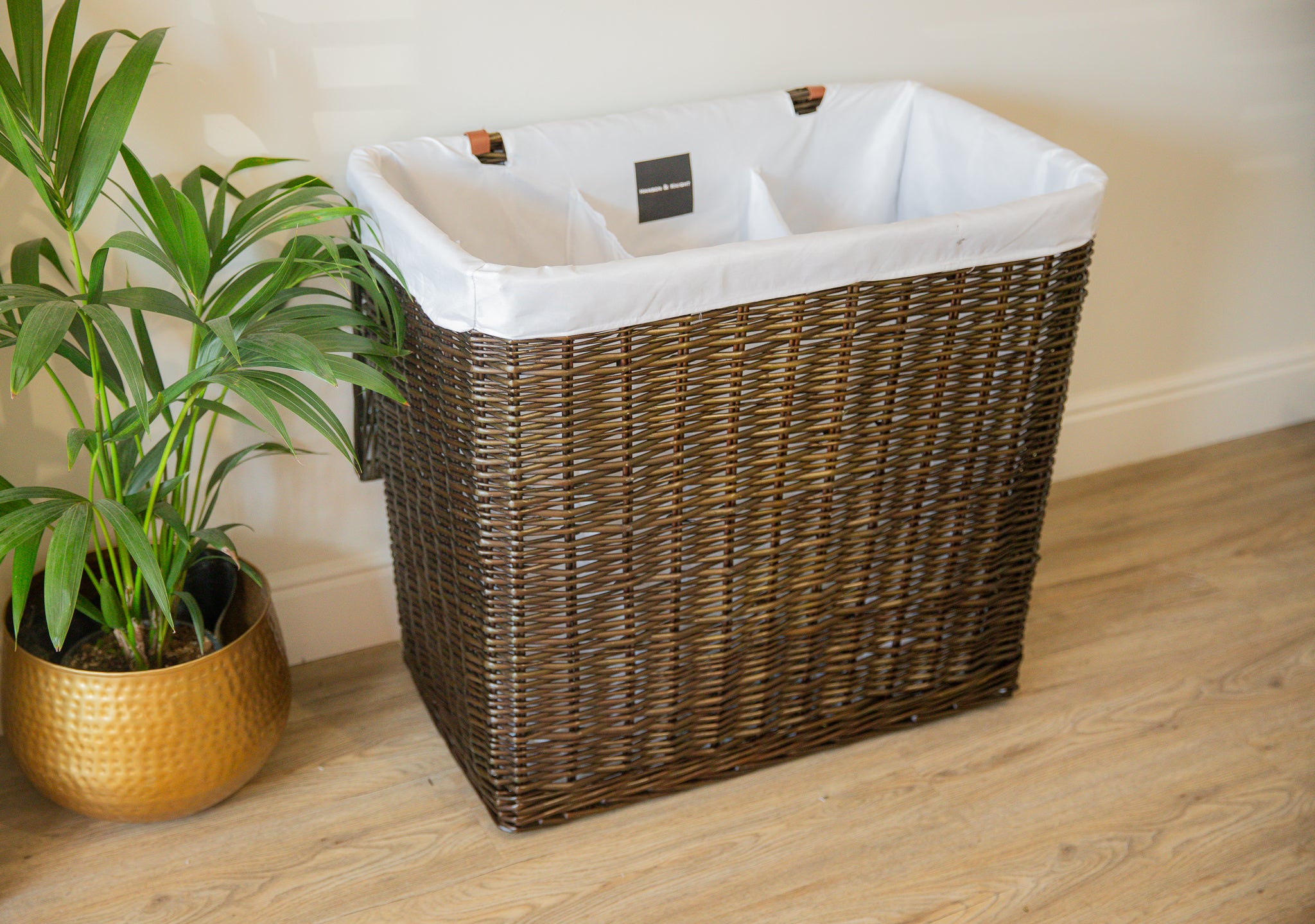 H&K Signature Wicker Laundry Basket - Extra Large in dark forest green