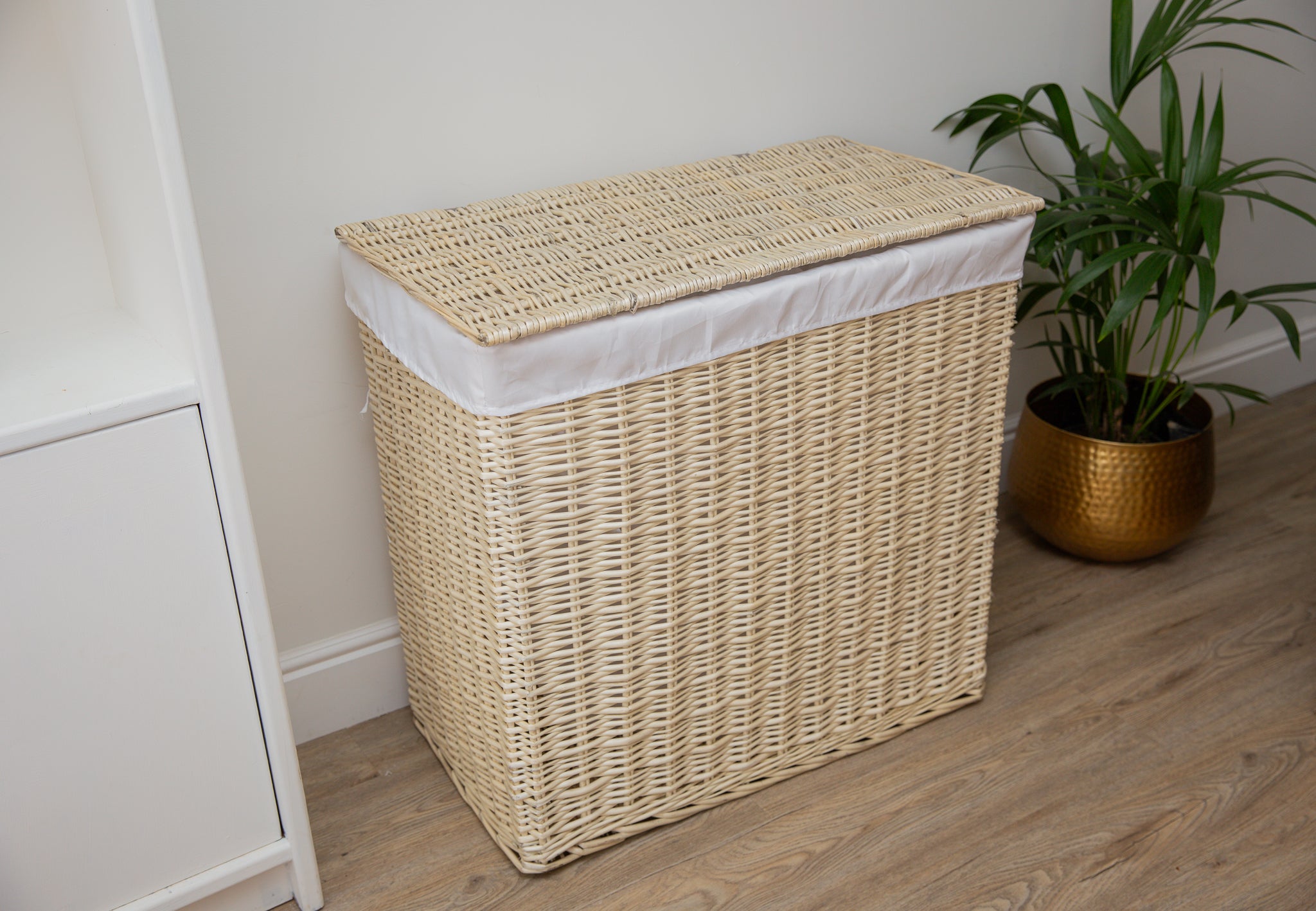 H&K Signature Wicker Laundry Basket - Extra Large in Ivory Cream