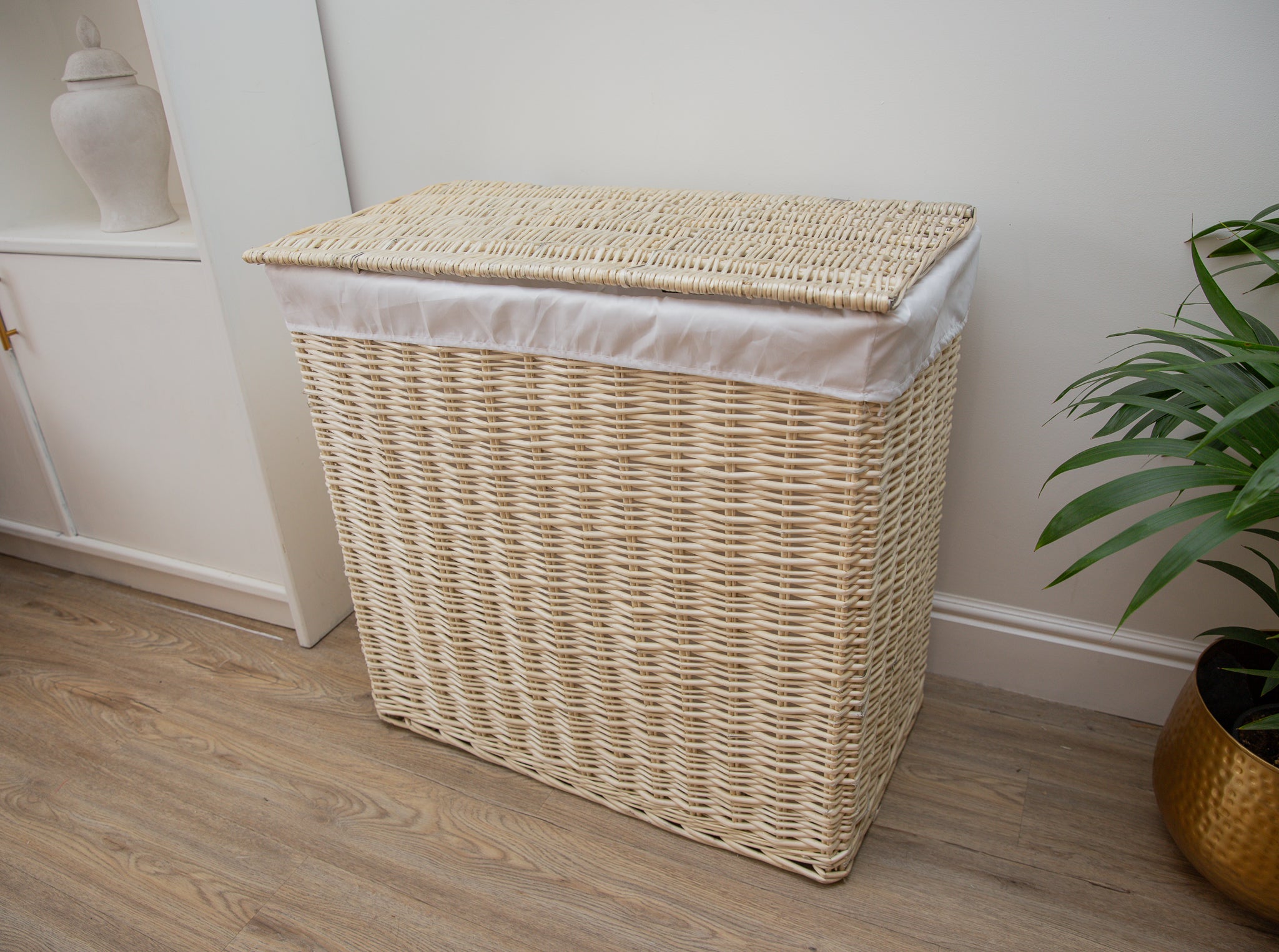 H&K Signature Wicker Laundry Basket - Extra Large in Ivory Cream