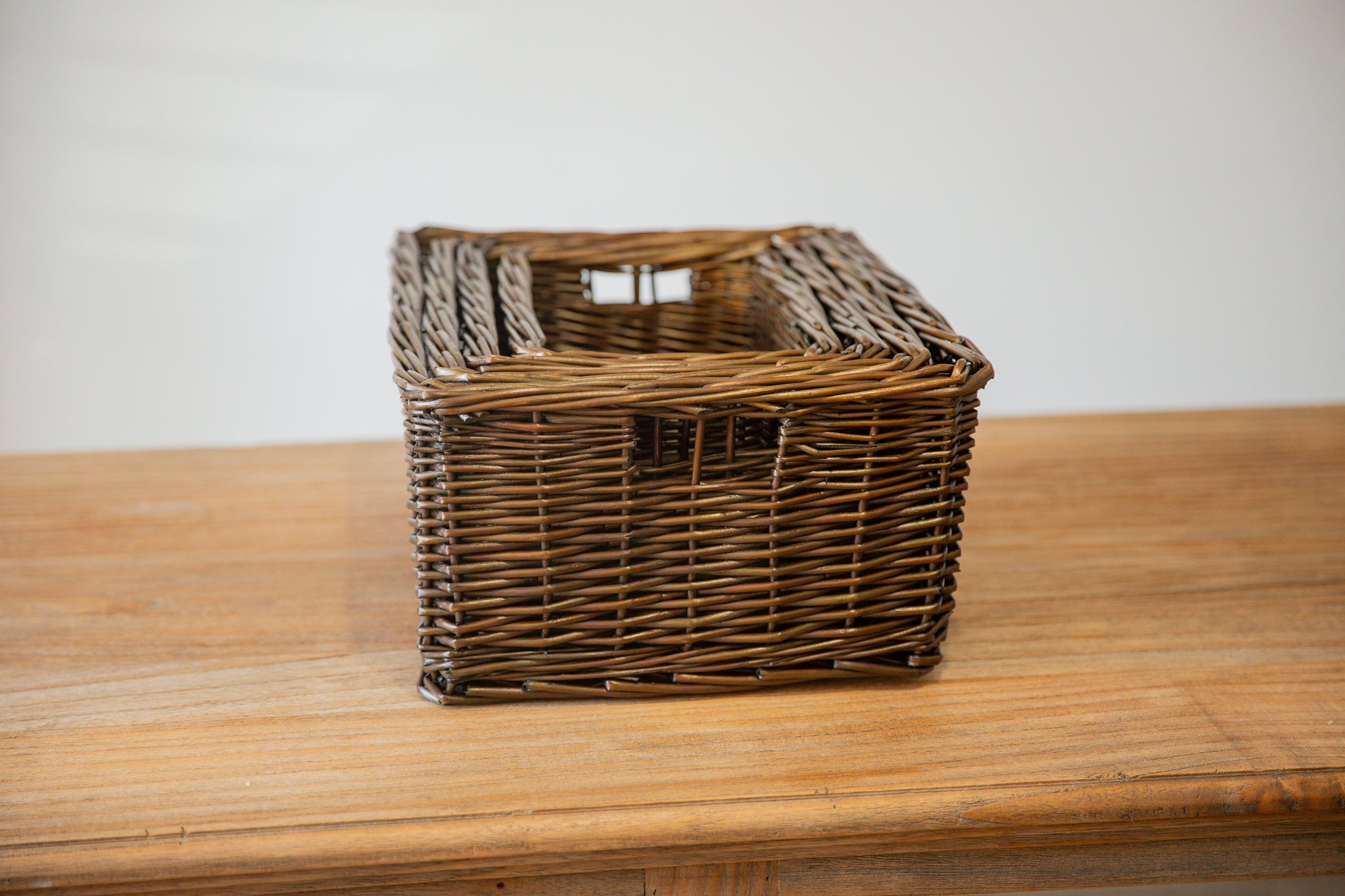 H&K Set of 4 sizes willow wicker storage baskets - in dark forest green