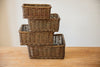 H&K Set of 4 sizes willow wicker storage baskets - in dark forest green