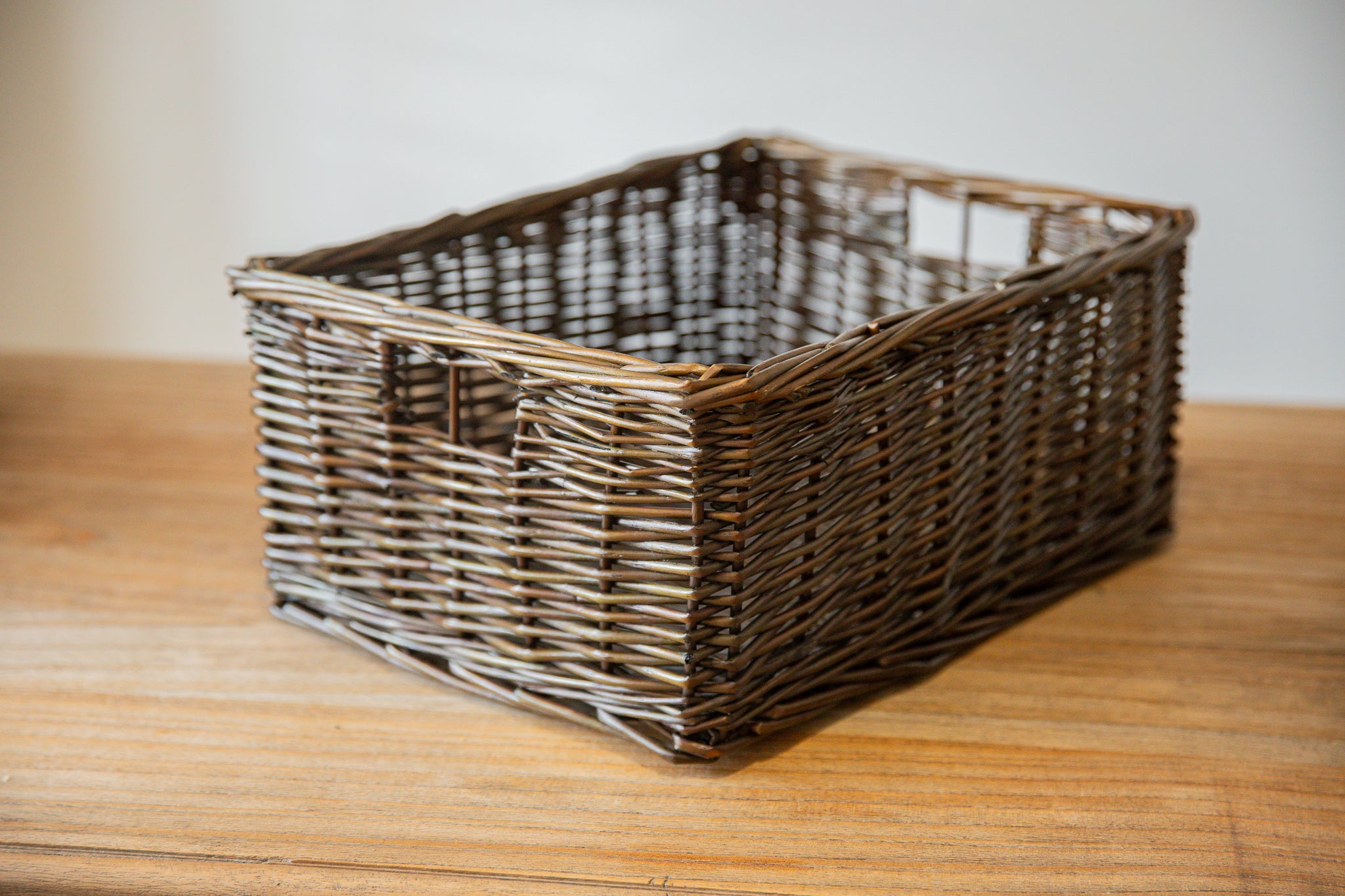 H&K set of willow wicker storage baskets in dark forest green