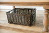 H&K set of willow wicker storage baskets in dark forest green