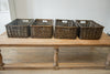 H&K set of willow wicker storage baskets in dark forest green