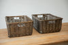 H&K set of willow wicker storage baskets in dark forest green