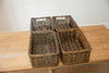 H&K set of willow wicker storage baskets in dark forest green