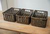 H&K set of willow wicker storage baskets in dark forest green