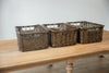 H&K set of willow wicker storage baskets in dark forest green