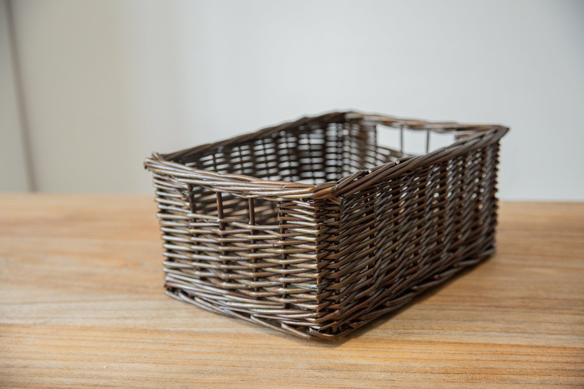 H&K set of willow wicker storage baskets in dark forest green