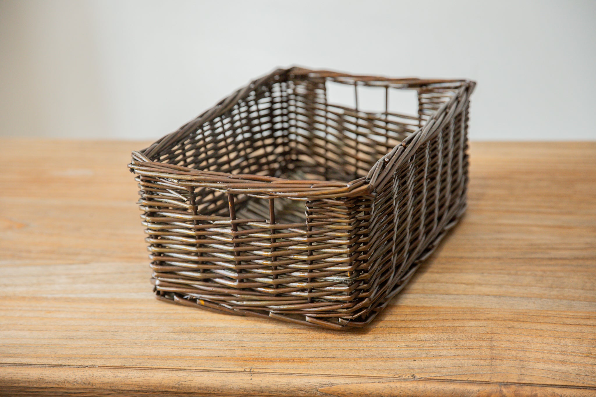 H&K set of willow wicker storage baskets in dark forest green