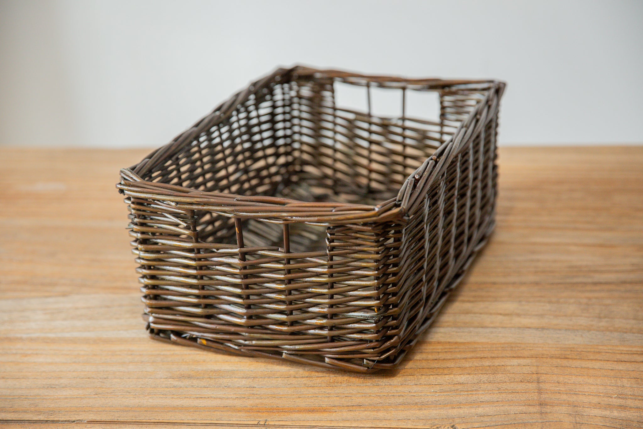 H&K set of willow wicker storage baskets in dark forest green