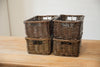 H&K set of willow wicker storage baskets in dark forest green