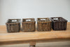 H&K set of willow wicker storage baskets in dark forest green