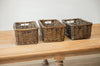 H&K set of willow wicker storage baskets in dark forest green