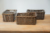 H&K set of willow wicker storage baskets in dark forest green