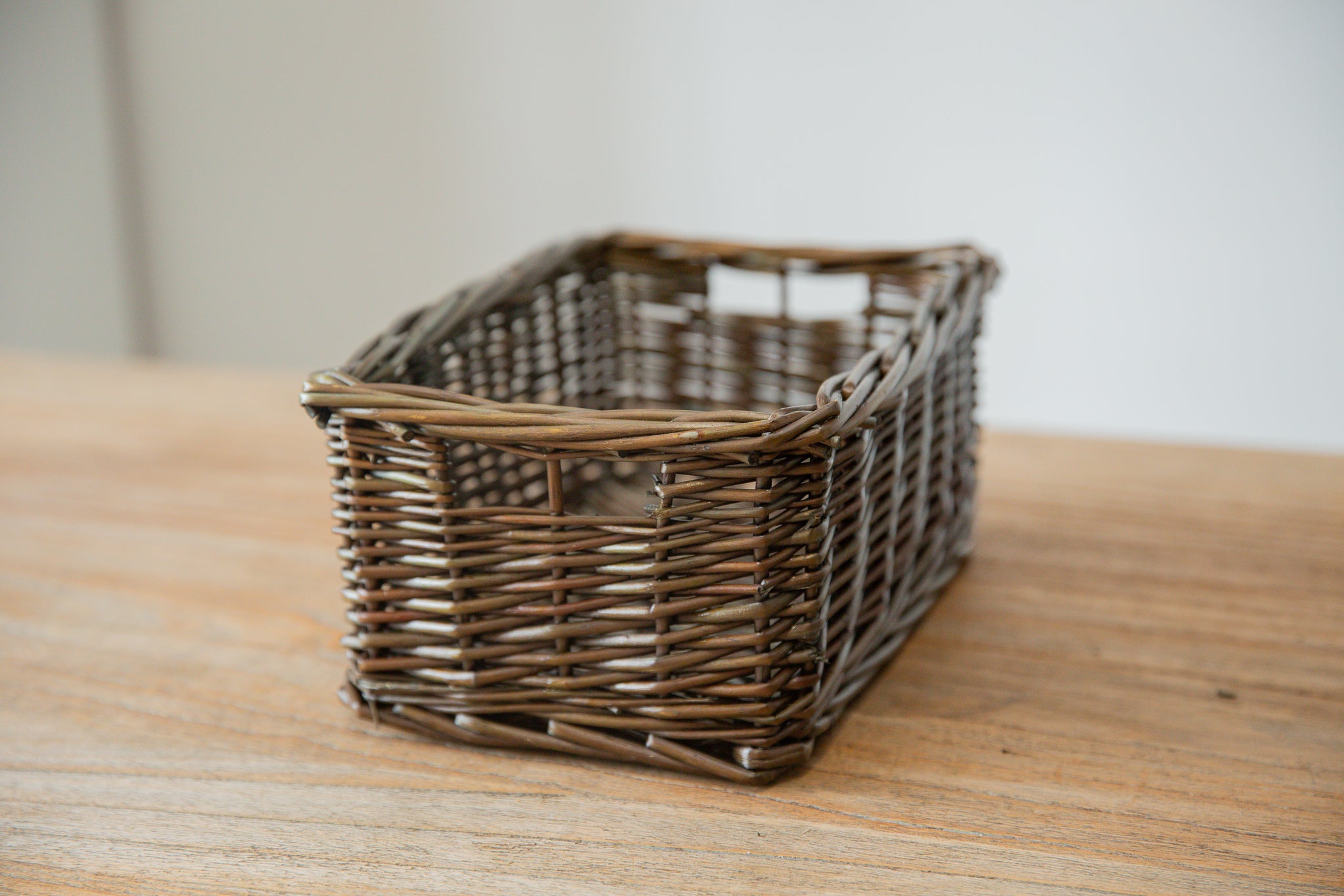 H&K set of willow wicker storage baskets in dark forest green