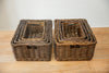 H&K Set of 4 sizes willow wicker storage baskets - in dark forest green