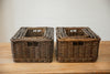 H&K Set of 4 sizes willow wicker storage baskets - in dark forest green