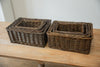 H&K Set of 4 sizes willow wicker storage baskets - in dark forest green