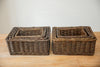 H&K Set of 4 sizes willow wicker storage baskets - in forest brown