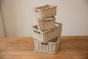 H&K Set of 4 sizes willow wicker storage baskets - in Antique Wash