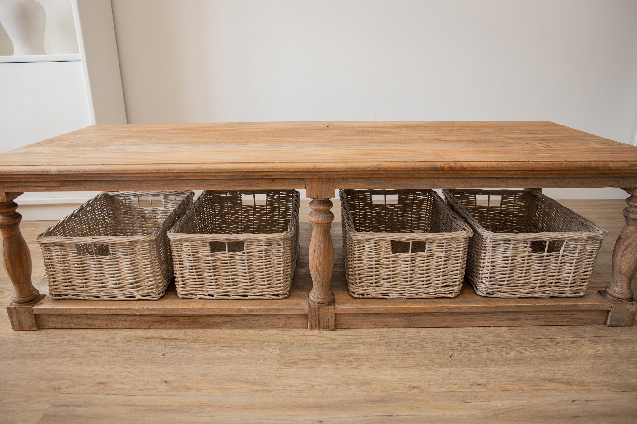 H&K set of willow wicker storage baskets - in Antique Wash