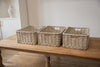 H&K set of willow wicker storage baskets - in Antique Wash