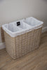 H&K 3 section wicker Laundry Basket - Large in Antique wash