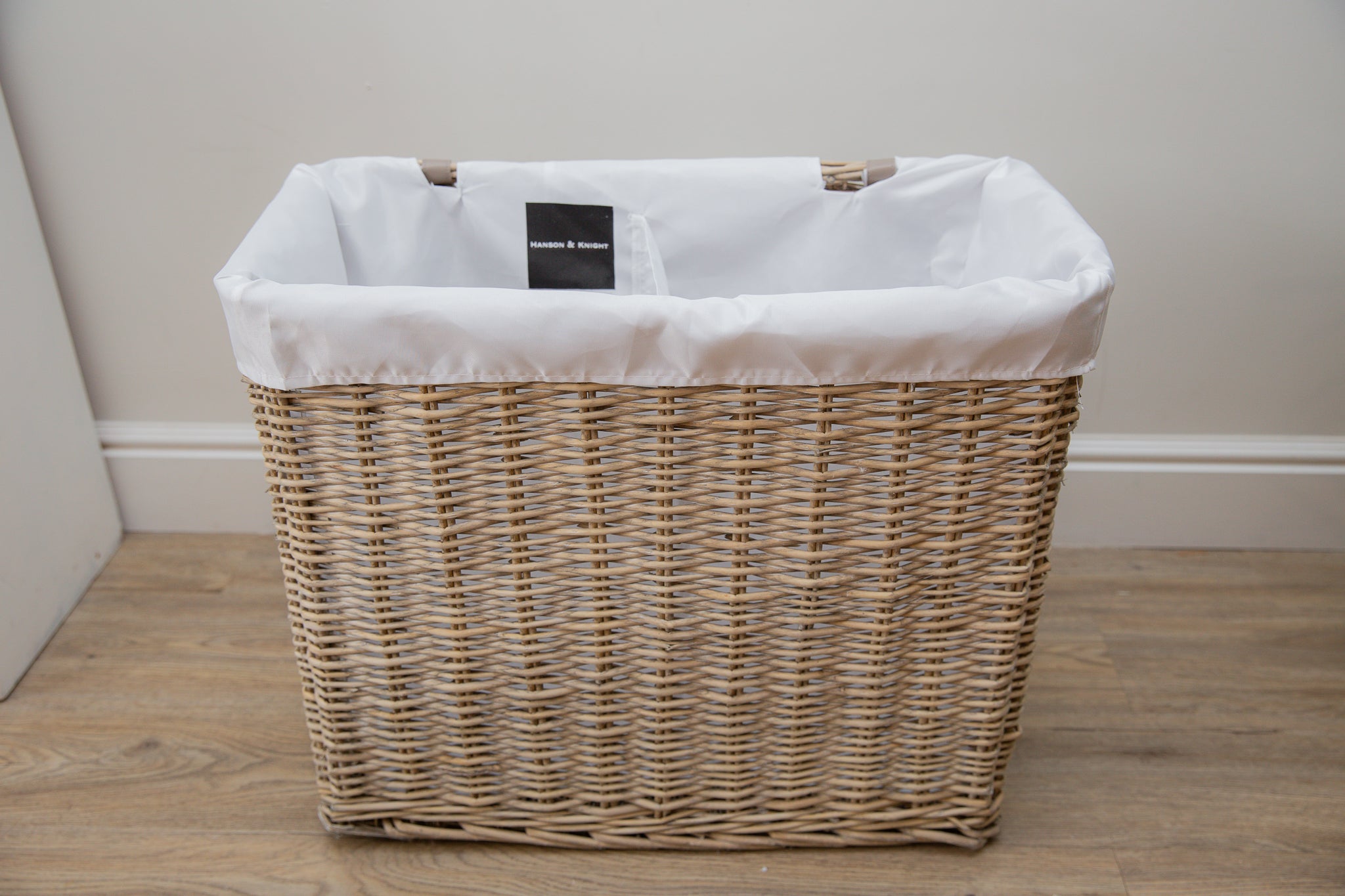 H&K multi section wicker Laundry Basket - Medium size in Antique wash